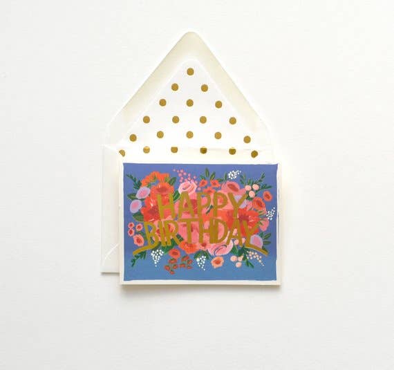 Happy Birthday Gold Foil with Flowers Greeting Card – Mtl Flower Co.