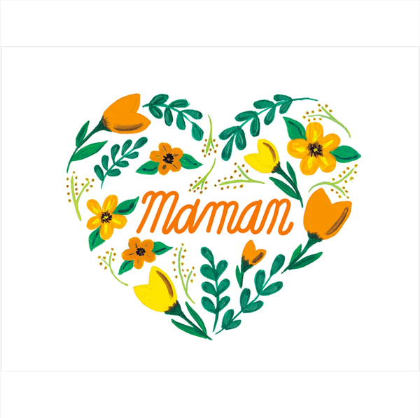 Maman Heart Flowers Card