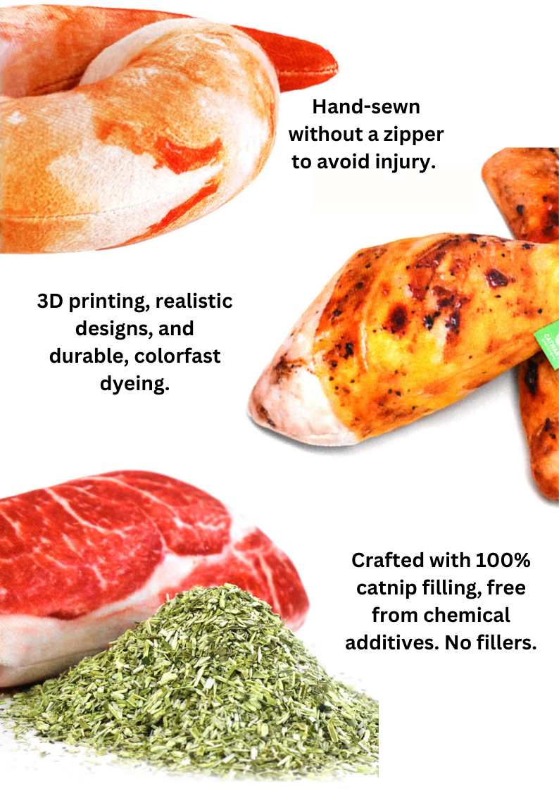 Peluche d'épicerie 100 % Silvervine et fourrée à l'herbe à chat: 100 % fourré à l'herbe à chat - 
Doudou en forme de crevette 
17 cm