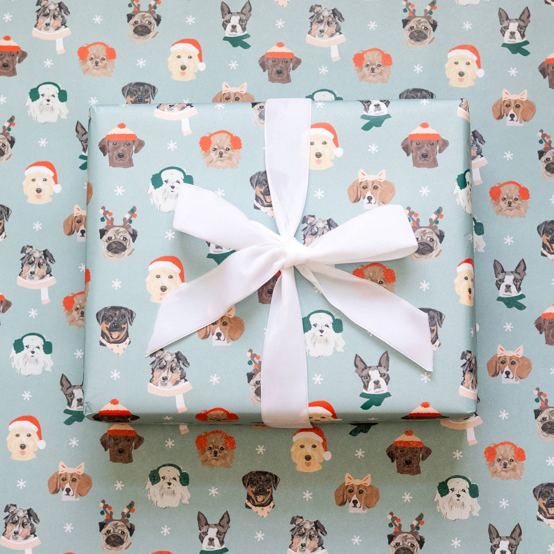 Rouleau de papier cadeau - motifs chiens de Noël