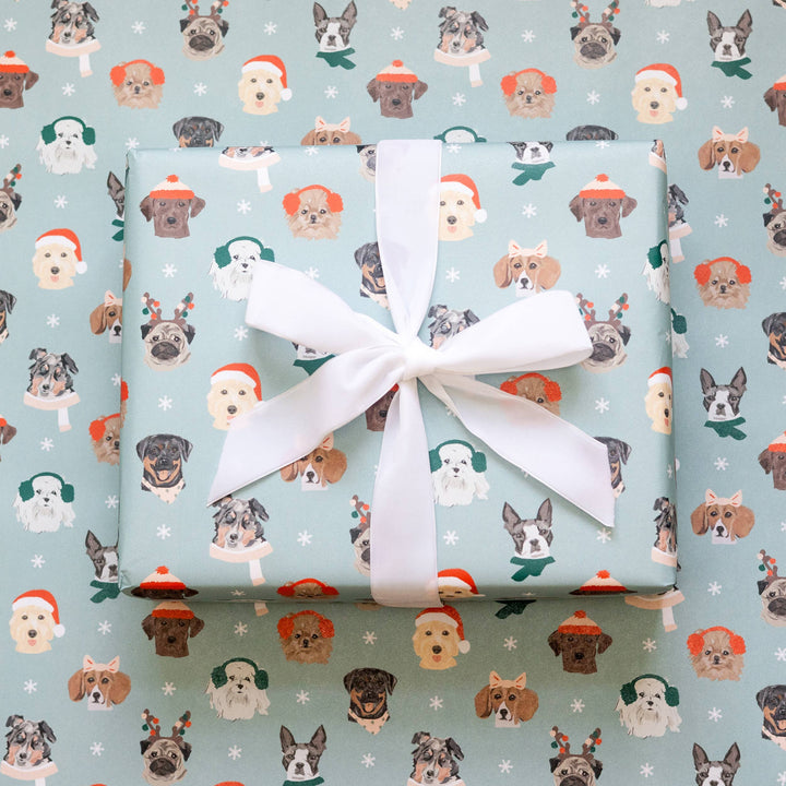 Rouleau de papier cadeau - motifs chiens de Noël