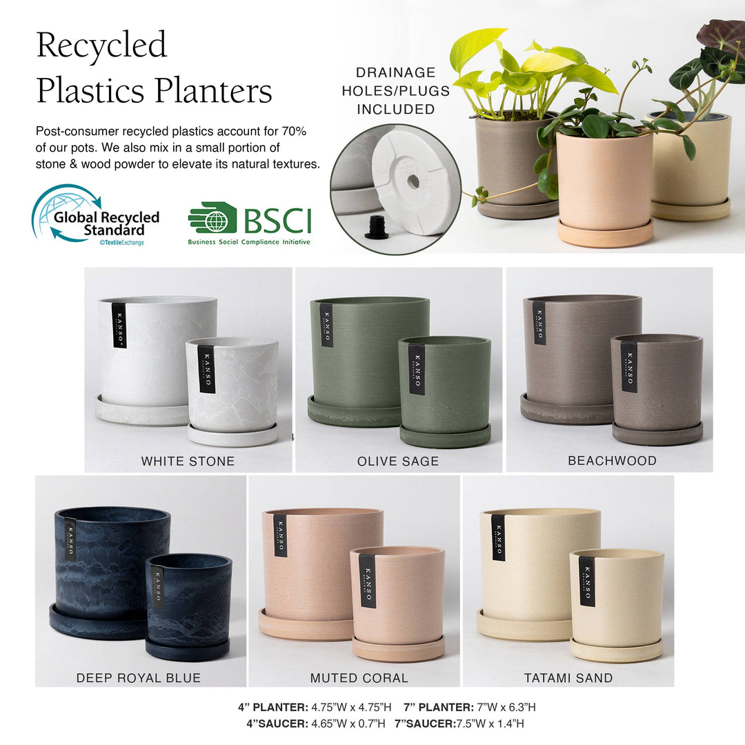 7" & 4" Signature Planters & Saucer - 2PCS | Earth Colorways: Arctic Stone / 7" & 4" | Two Set Combo