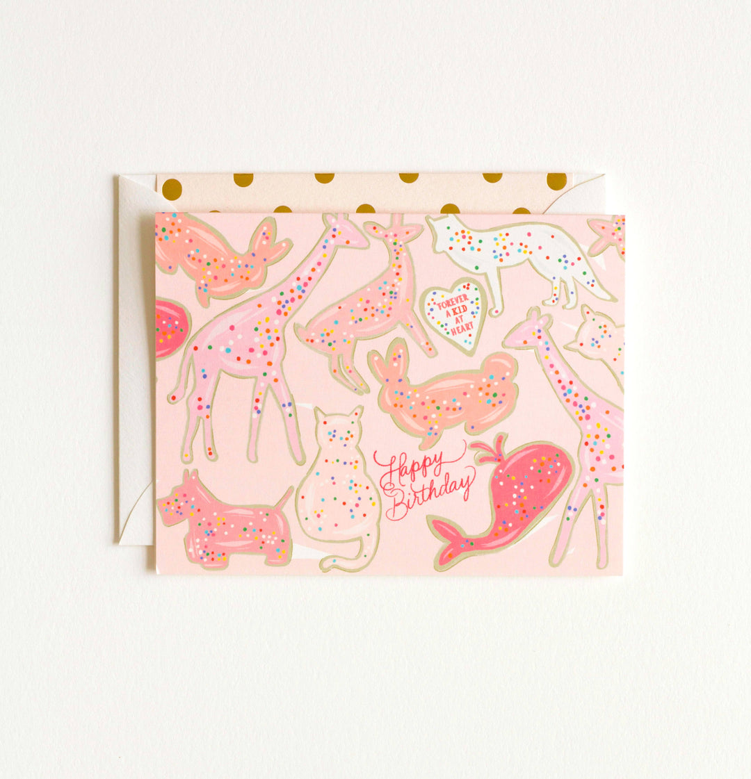 Kid at Heart Animal Cookies Happy Birthday Greeting Card