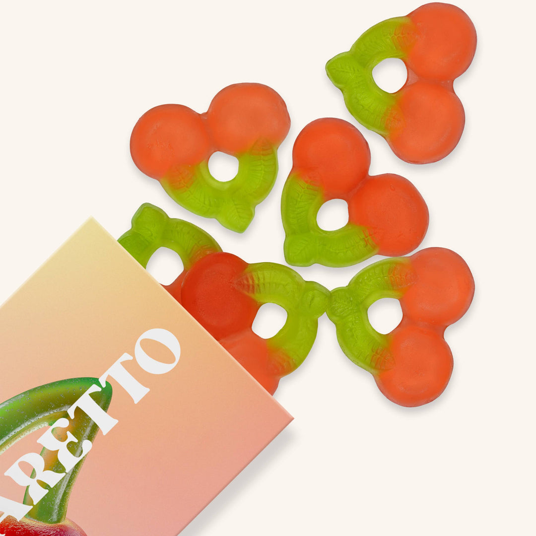 Amaretto Cherry Gummies, Chewy Candies, All natural