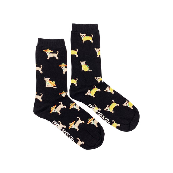 Women's Socks | Taco Dog | Premium Cotton | Mismatched: Women’s 5 – 10