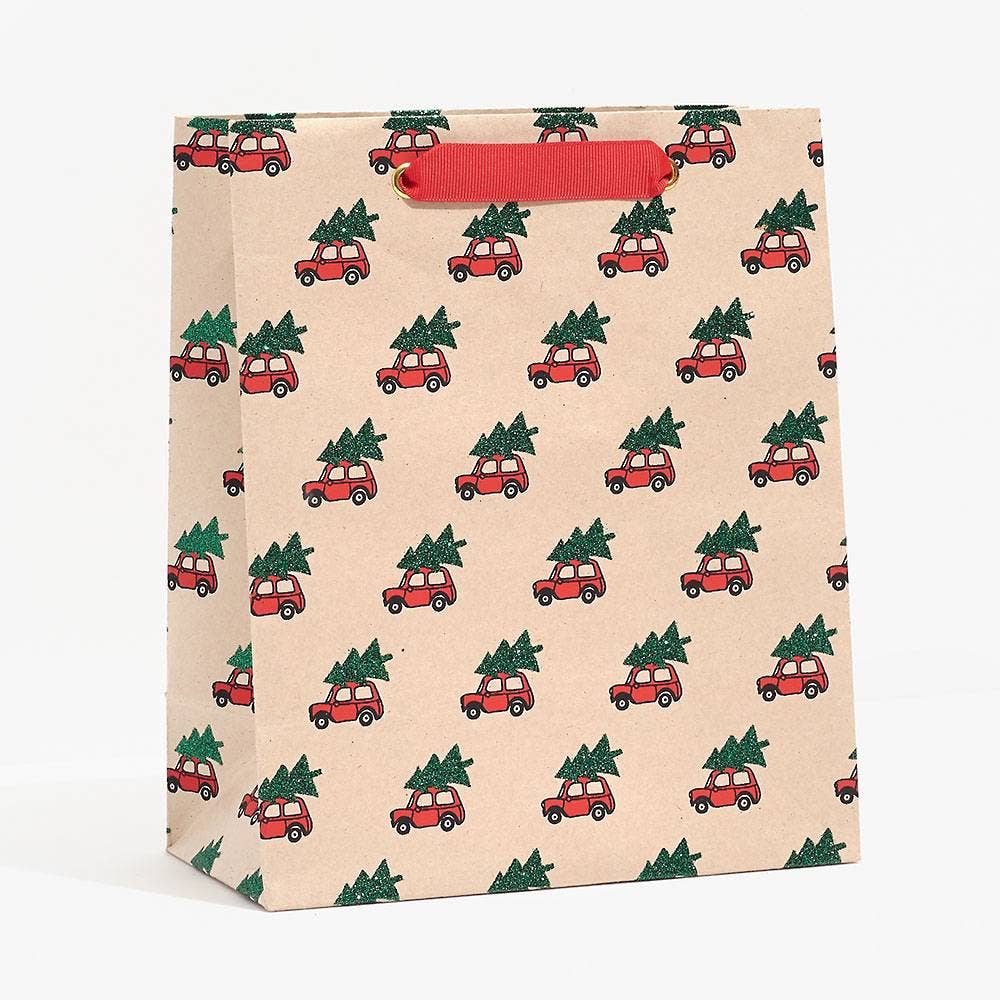 Red Cars with Glitter Trees Gift Bag: Large