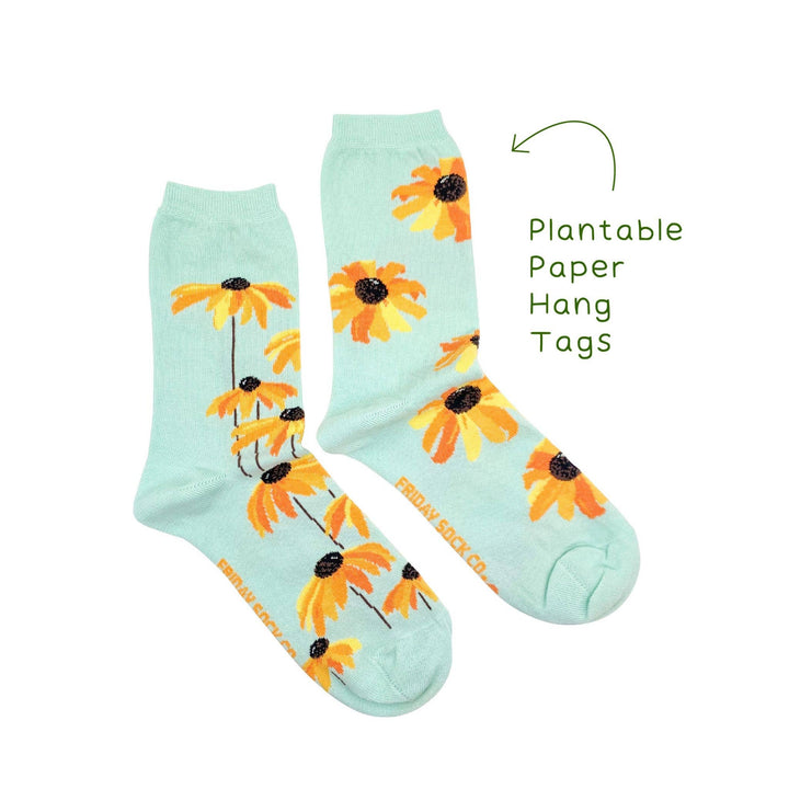 Women's Black Eyed Susan Socks | Seed Paper Tag |: Women’s 5 – 10
