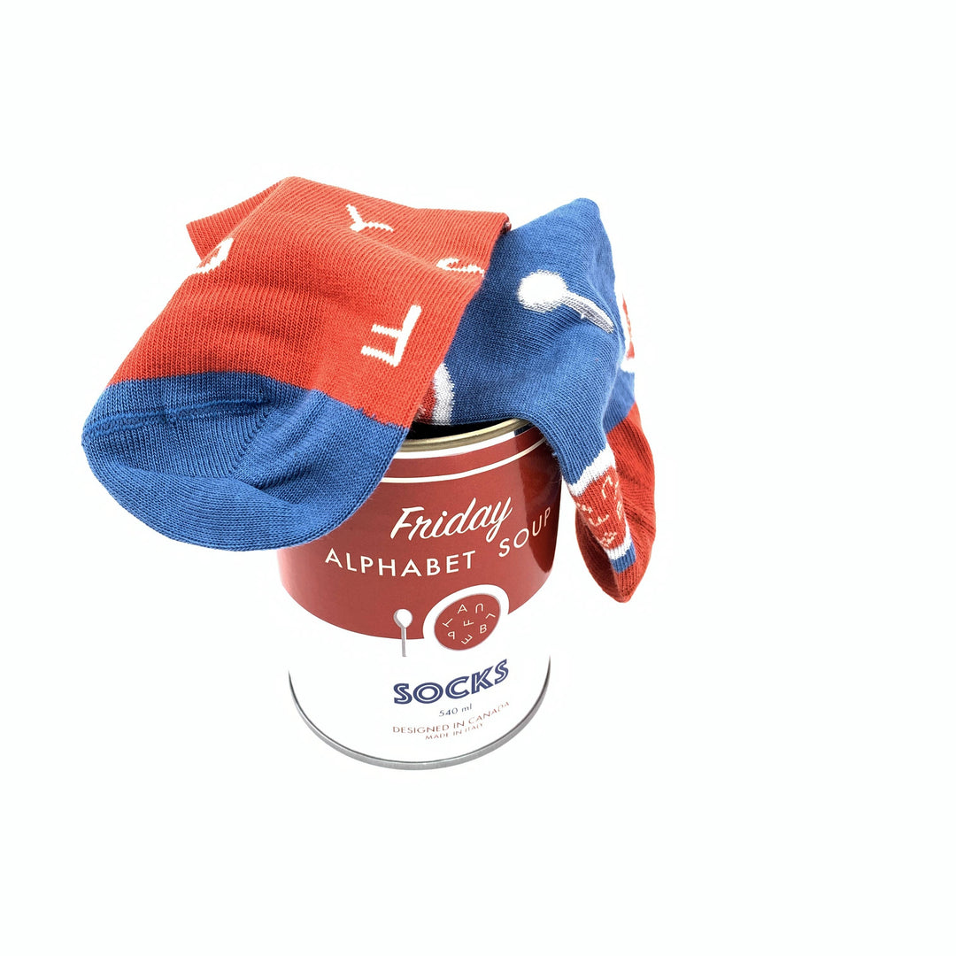 Men's Socks | Alphabet Soup | Canned Socks | Mismatched: Men's 7 - 12