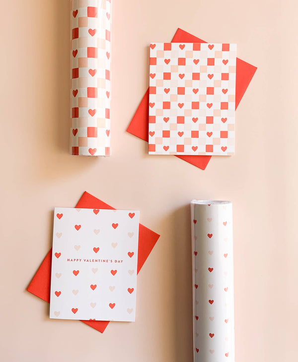 Simple Pink and Red Heart Pattern Valentine's Day Card