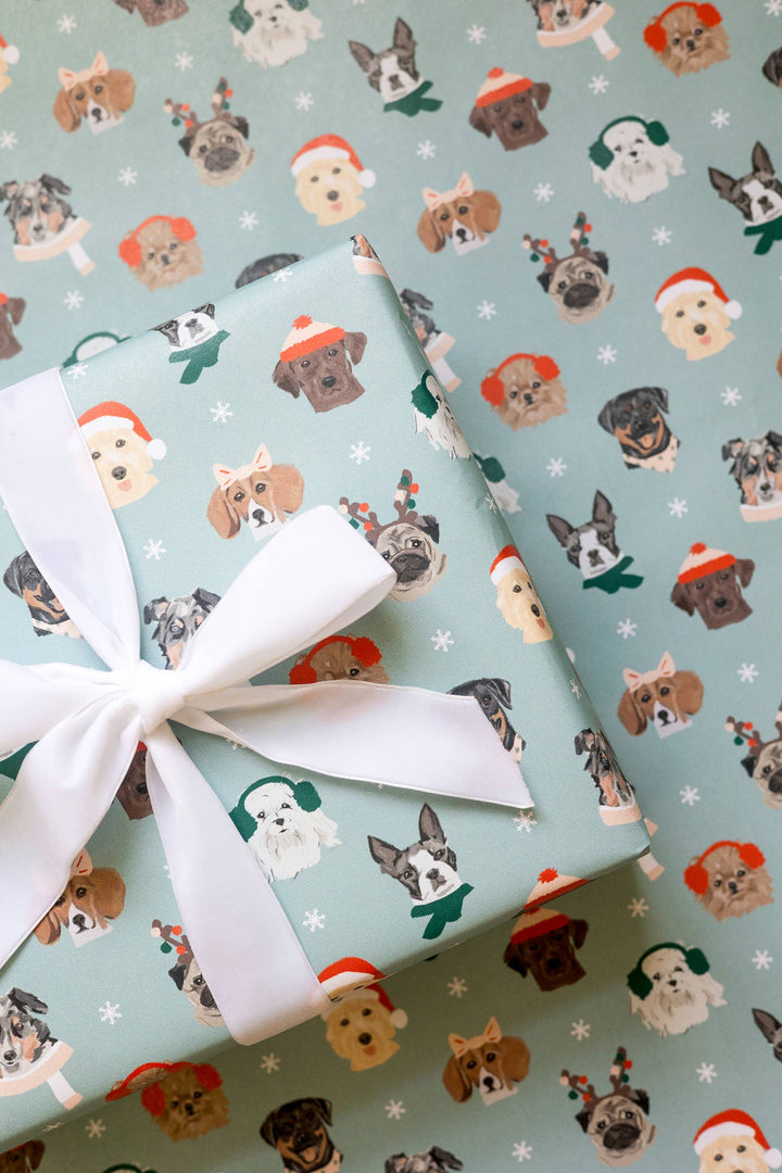 Rouleau de papier cadeau - motifs chiens de Noël