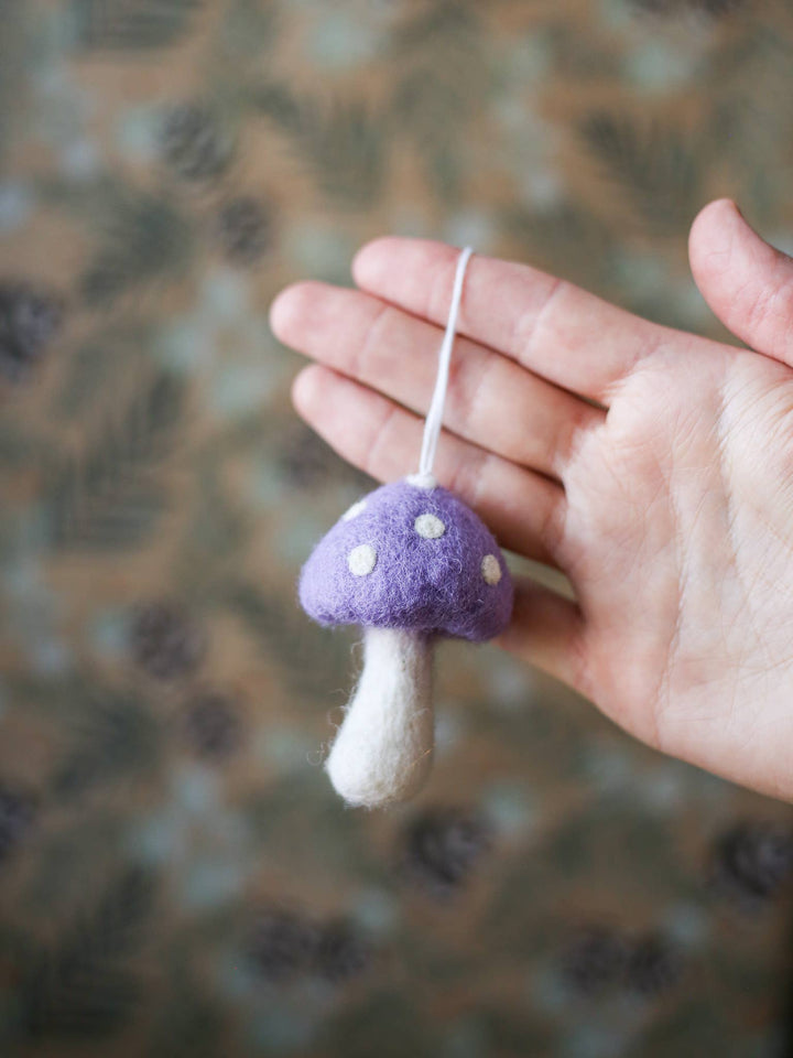 Mushroom felt ornament | Boho Christmas tree decor: Light Green