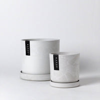 7" & 4" Signature Planters & Saucer | Earth Tones: White Stone / 4" Only