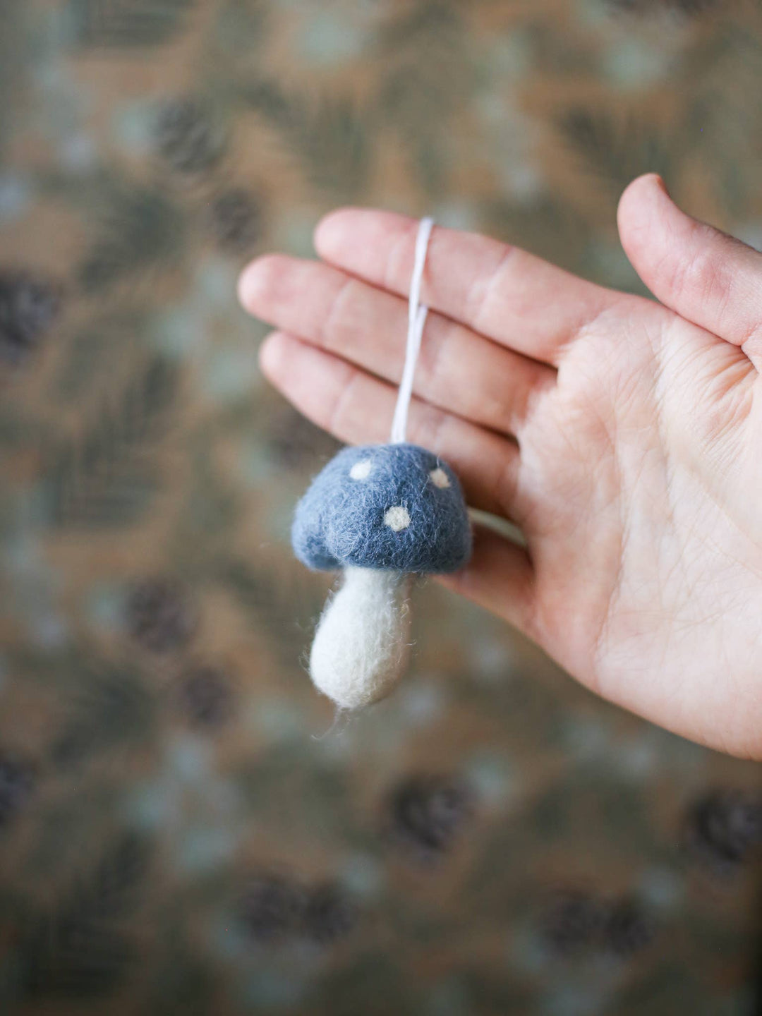 Mushroom felt ornament | Boho Christmas tree decor: Teal