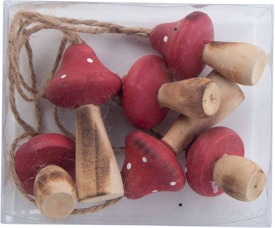 Box of 6 wood mushrooms