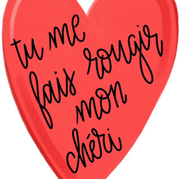 Illustrated Valentine's Day Card, Mon Cheri