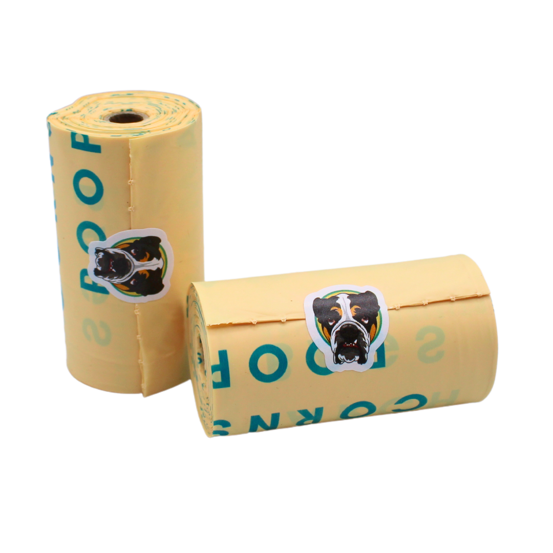 Cornstarch Dog Poop Bags: Regular Size - 15 Bags per Roll - 23 x 33cm Bag Size