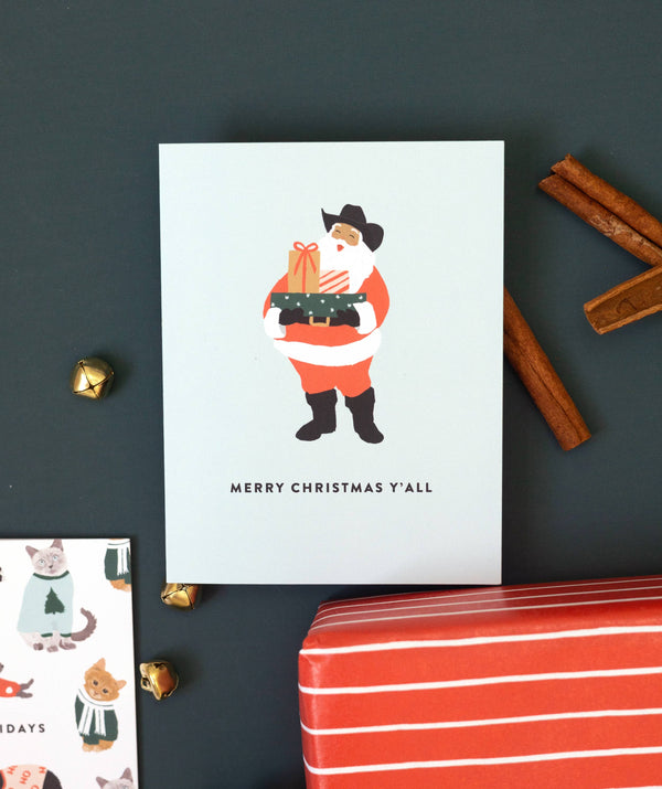 Cowboy Santa 'Merry Christmas Y'all' Card