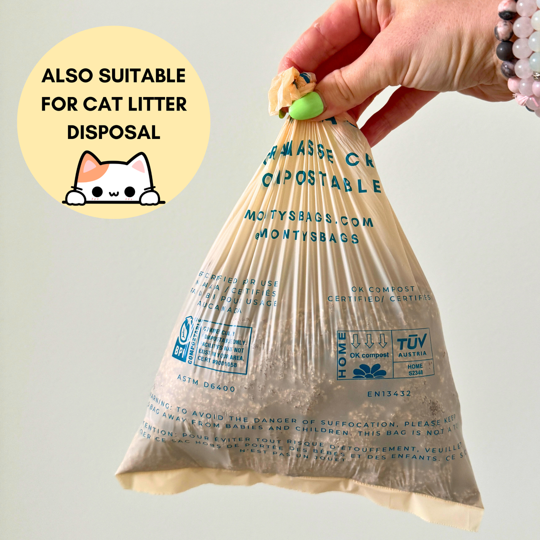 Cornstarch Dog Poop Bags: Regular Size - 15 Bags per Roll - 23 x 33cm Bag Size