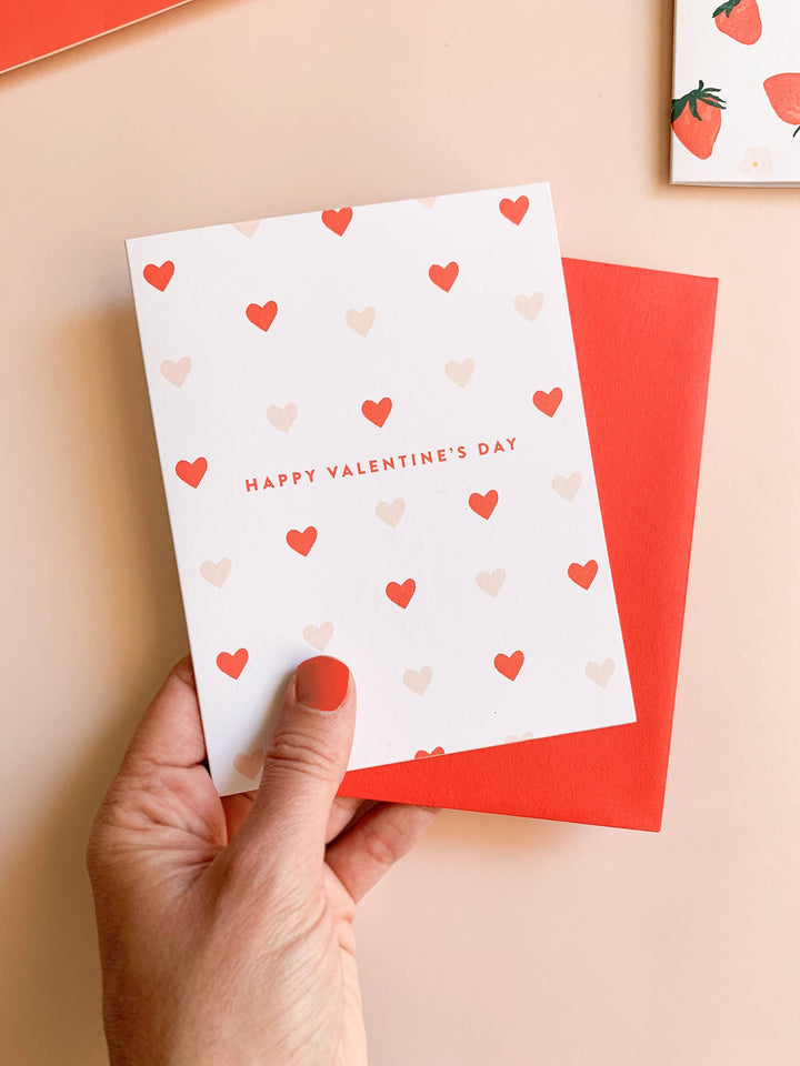 Simple Pink and Red Heart Pattern Valentine's Day Card