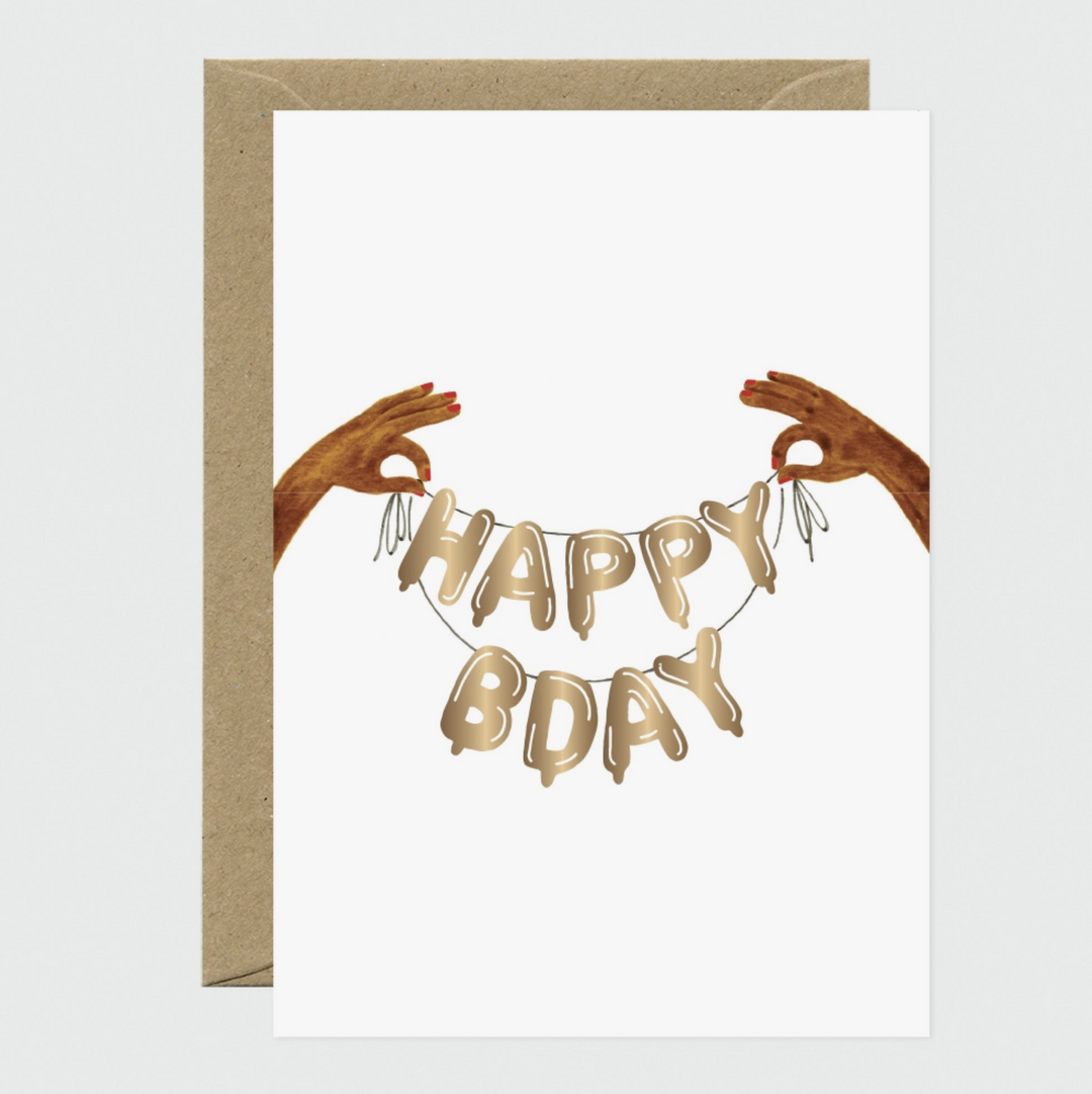 Ballons d'anniversaire dorés - Carte de vœux