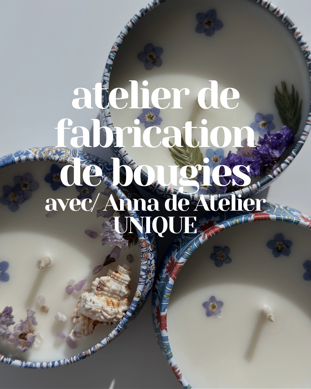 Atelier de fabrication de bougies avec Anna de l'Atelier UNIQUE