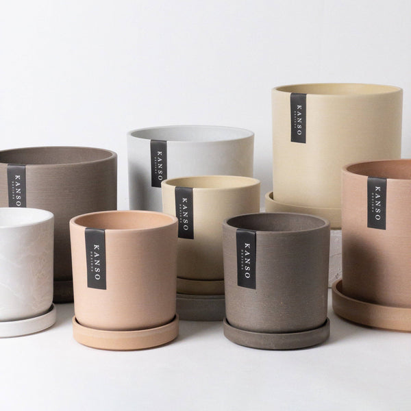 7" & 4" Signature Planters & Saucer | Earth Tones: Olive Sage / 4" Only