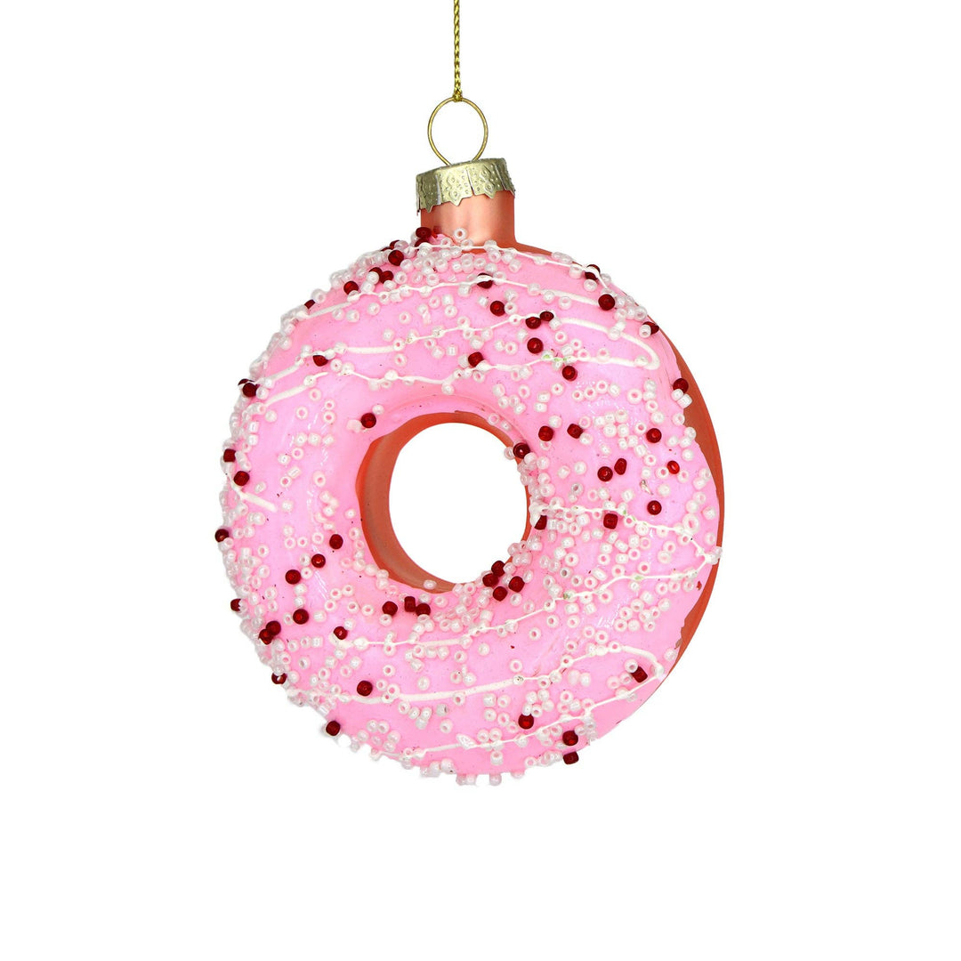 Christmas Ornament Hand Painted Pink Sprinkles Donut
