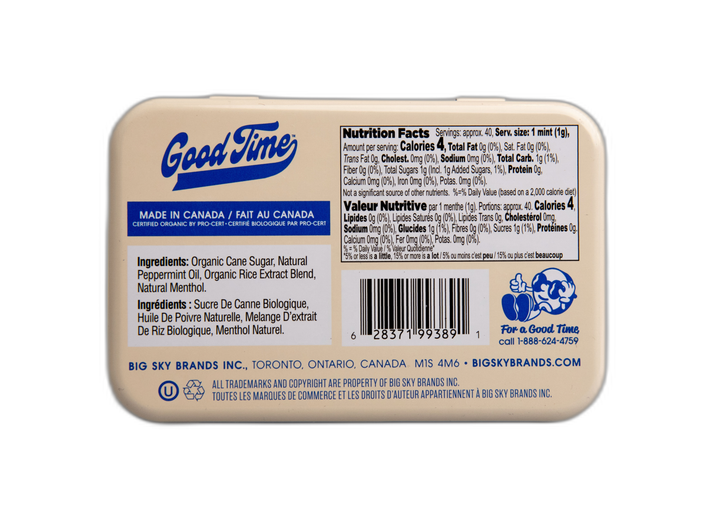 Menthes biologiques Good Time, mélangées, 48 carats.