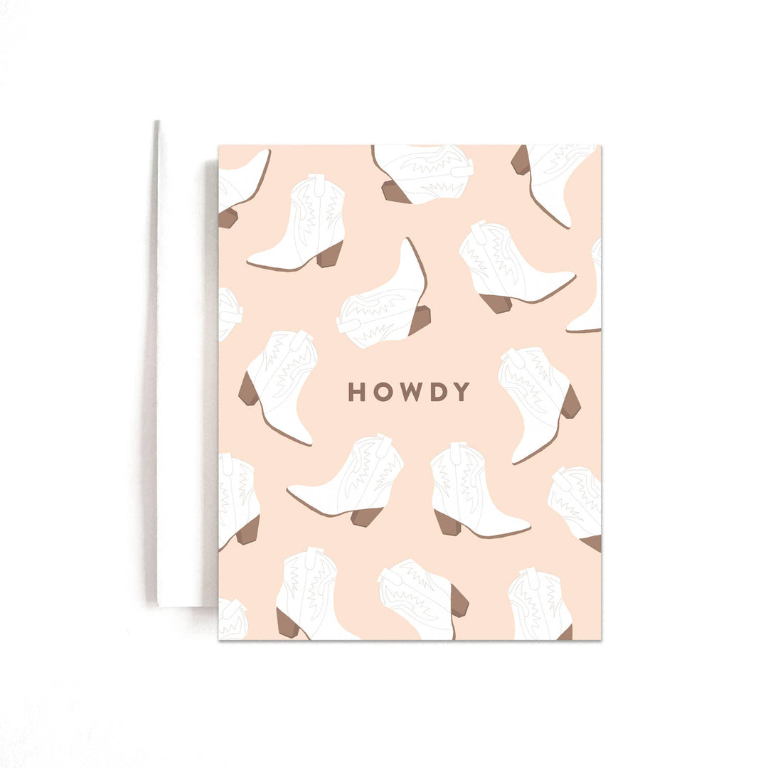 Pink and White Cowboy Boots 'Howdy' Card