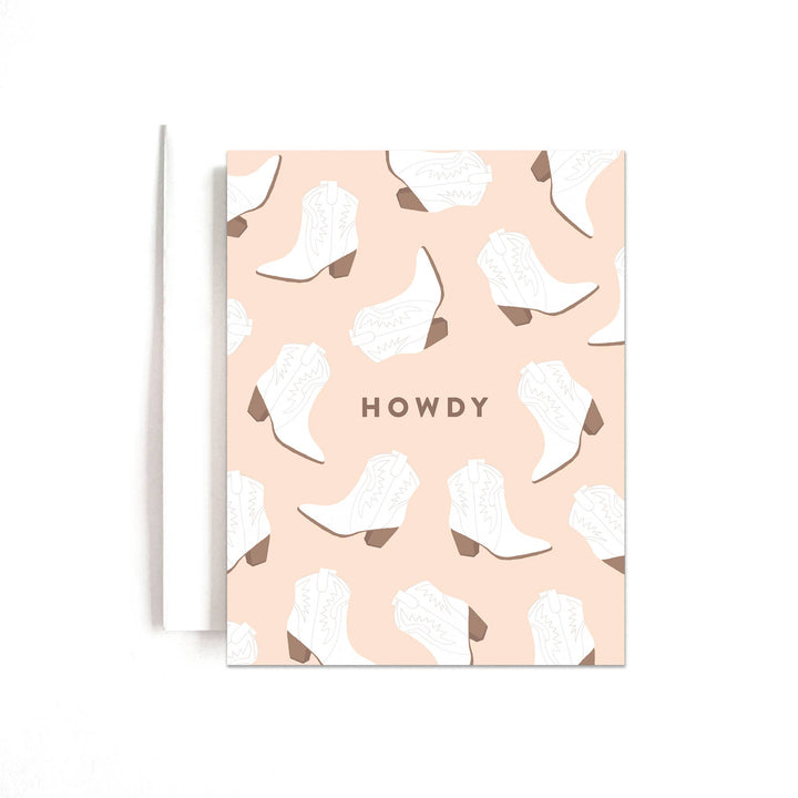 Pink and White Cowboy Boots 'Howdy' Card