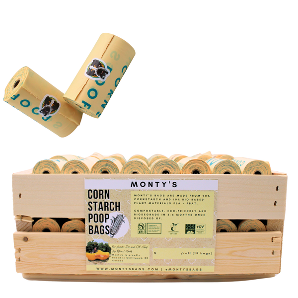 Sacs à crottes de chien compostables rechargeables — Rouleaux de sacs de 9 x 13 po: Taille normale : 15 sacs par rouleau. Dimensions du sac : 23 x 33 cm. / 112 rouleaux de recharge uniquement