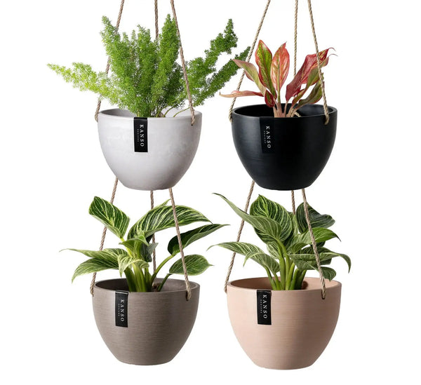 8" | 12" Signature Stone Hanging Planter Pot | 4 Colorways: 8" Muted Coral Planter