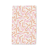 Christmas Candy Canes Red and Pink - Holiday Tea Towel