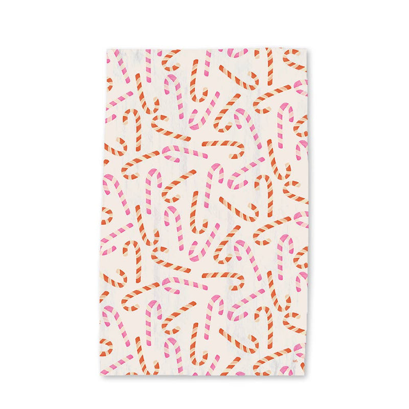 Christmas Candy Canes Red and Pink - Holiday Tea Towel