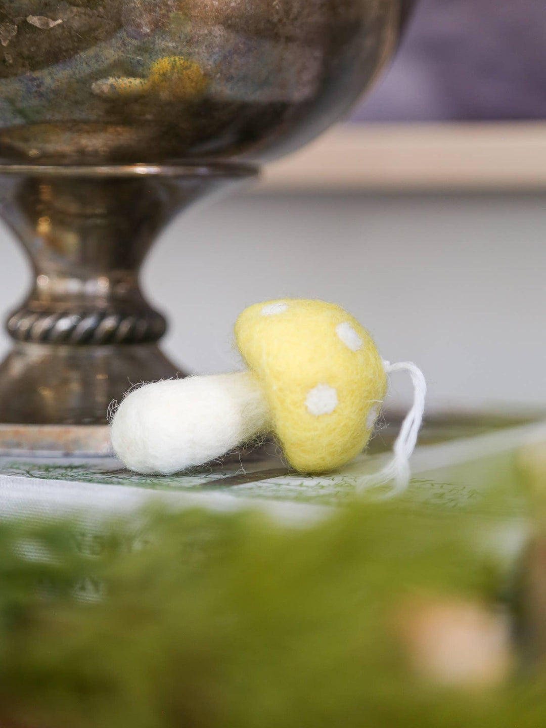 Mushroom felt ornament | Boho Christmas tree decor: Mustard