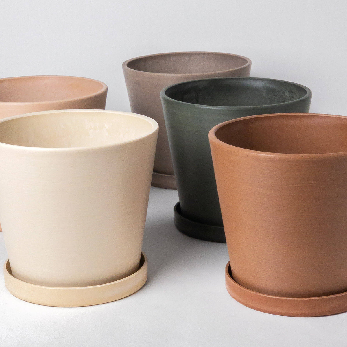 7" Tapered Signature Planter Pot & Saucer Set | Earth Tones: Muted Coral