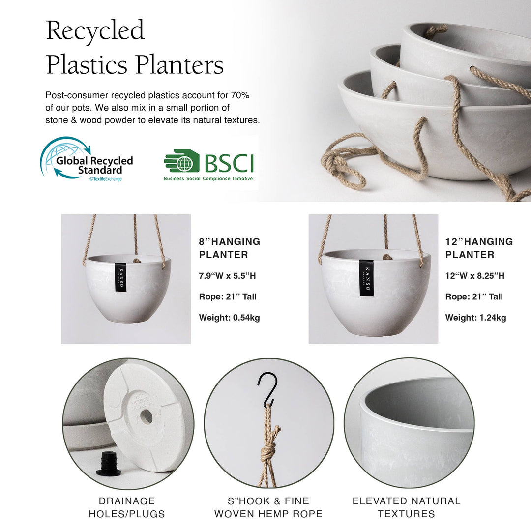 Signature Stone Hanging Planter Pot | 4 Colorways: 8" Muted Coral Planter