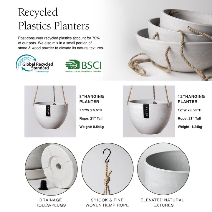 Signature Stone Hanging Planter Pot | 4 Colorways: 8" Muted Coral Planter