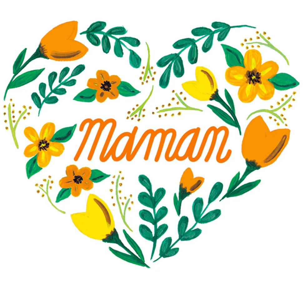 Maman Heart Flowers Card