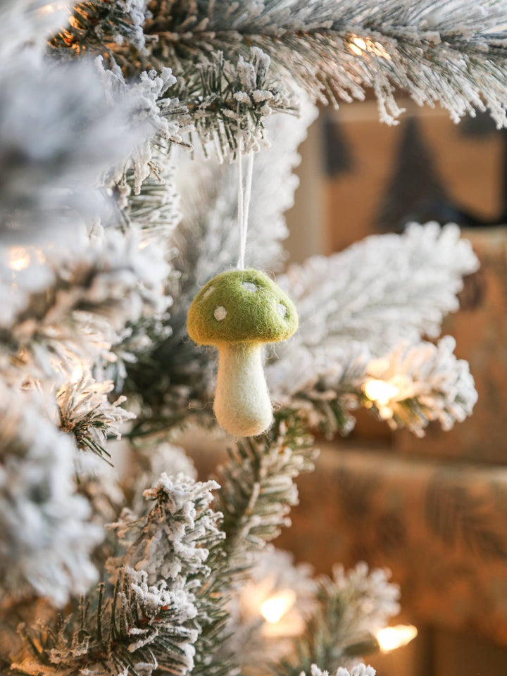 Mushroom felt ornament | Boho Christmas tree decor: Mustard