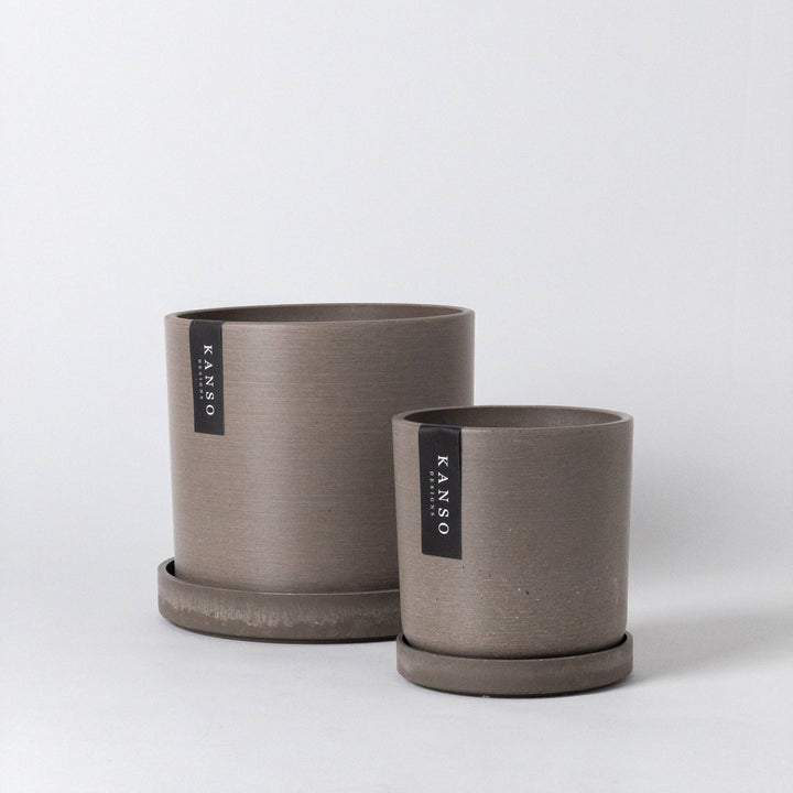 4" Signature Planters & Saucer | Earth Tones: Olive Sage