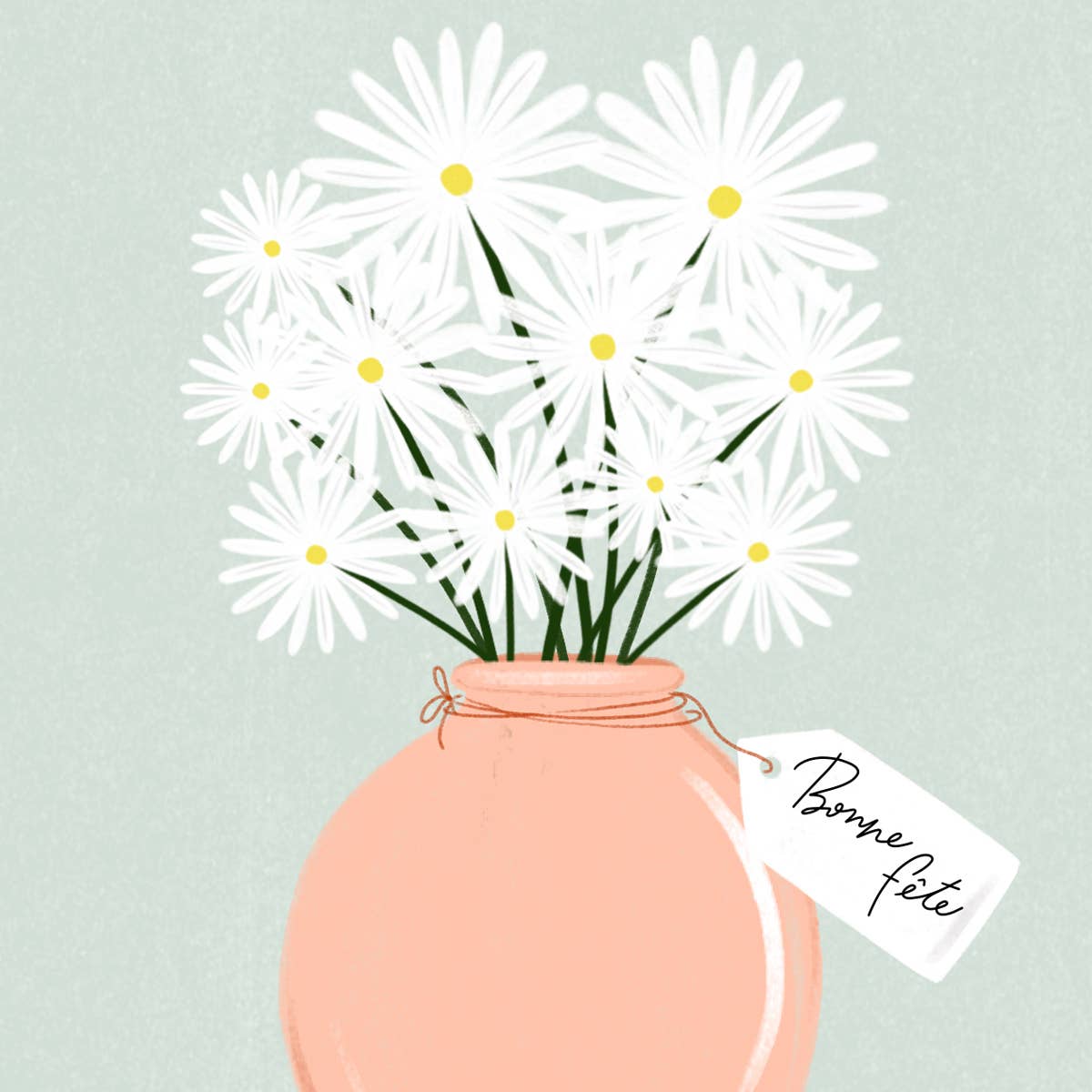 Daisies Bonne Fete Illustrated Birthday Card