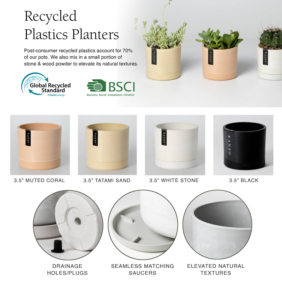 3.5" Earth Tone Mini Planters | 4 Colorways: White Stone