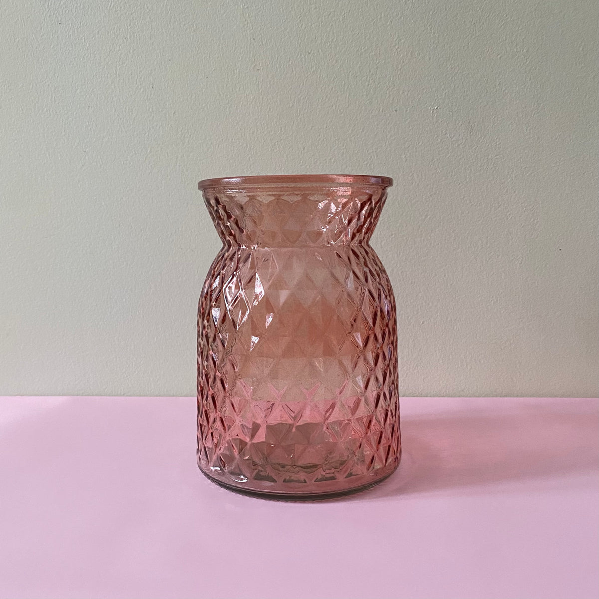 Blush Pink Glass Cinch Vase 6.25"
